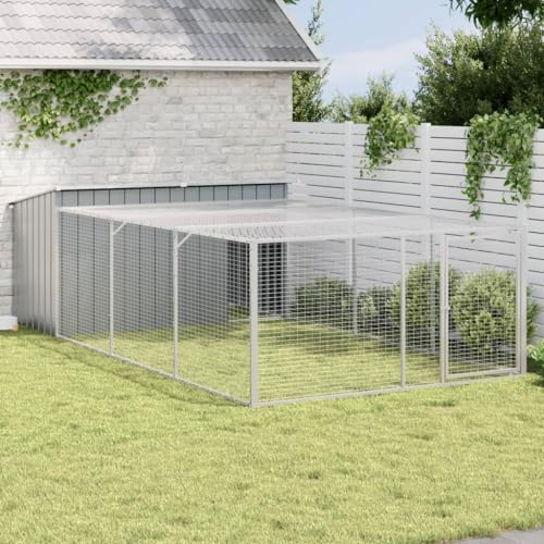 Hundehütte, Hundekäfig Tierhaus, Hundehaus mit Auslauf Anthrazit 197x396x110cm Verzinkter Stahl Hundehütte, Hundekäfig Tierhaus, Hundehaus mit Auslauf Anthrazit 197x396x110cm Verzinkter Stahl von TEHTX7