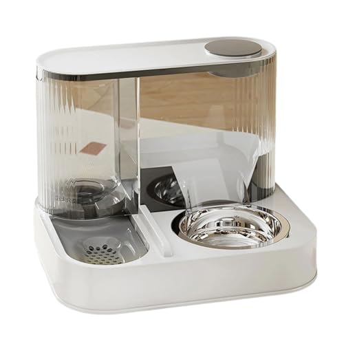 Automatisches Nachfüllen von Wassernapf und Futternapf für Haustiere mit herausnehmbarem Edelstahl-Tablett, Anti-Kipp-Basis für kleine Tiere, abnehmbares Doppelkatzen-Geschirr-Set Automatisches Nachfüllen von Wassernapf und Futternapf für Haustiere mit herausnehmbarem Edelstahl-Tablett, Anti-Kipp-Basis für kleine Tiere, abnehmbares Doppelkatzen-Geschirr-Set von TEMOOUES