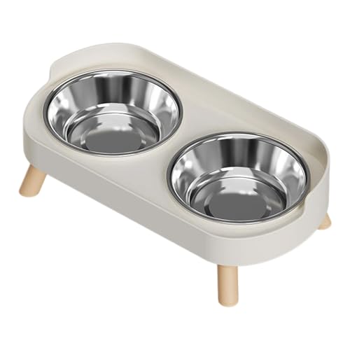 Erhöhte Futterstation für Haustiere, spritzwassergeschützt, für bequeme Hunde, Fressnapf, helle Farbe, Edelstahl, Katzen- und Hundenapf-Set Erhöhte Futterstation für Haustiere, spritzwassergeschützt, für bequeme Hunde, Fressnapf, helle Farbe, Edelstahl, Katzen- und Hundenapf-Set von TEMOOUES