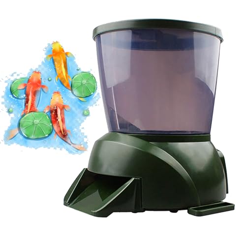 TEMU-SC 4,5L Fish Feeder Futterautomat, Automatic Fishfeeder, Auto-Teich-Fischfutterspender, Automatischer Futterspender für Teichfische für den Außenbereich, Koi-Fische(batteriebetrieben) von TEMU-SC