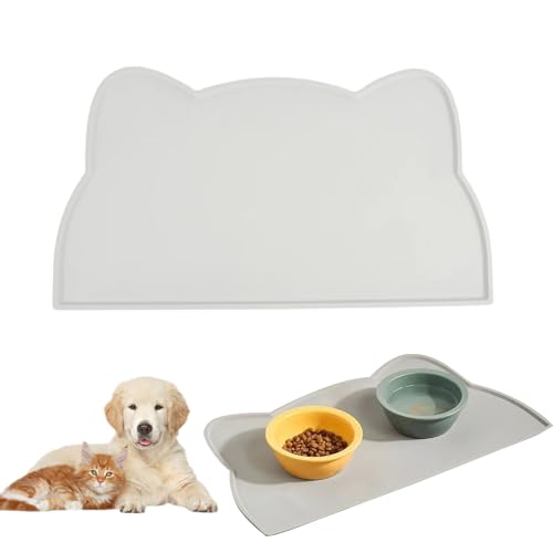 Napfunterlage Katzen,Napfunterlage Hund,Haustier-Silikon-Platzset,Napfunterlage,Katzenunterlagen Napf,Bowl Mat for Dogs and Cats,Geeignet für Haustiere,Leicht zu Reinigen,Nimmt Keinen Platz Weg von TENGEE