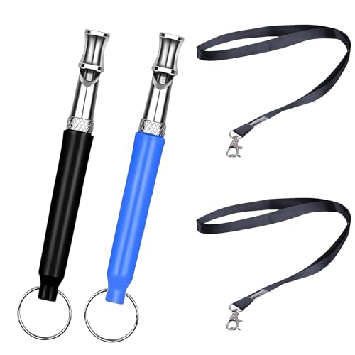 TENGEE 2 Stück Hundepfeife Hochfrequenz Lautlos,Lautlos,Gegen Bellen Hunde Pfeife Rückruf,Hundepfeife,Metall Einstellbar Lanyard Hundetrainer Haustier Ausbildung Liefert Hund Pfeife Hundespielzeug von TENGEE