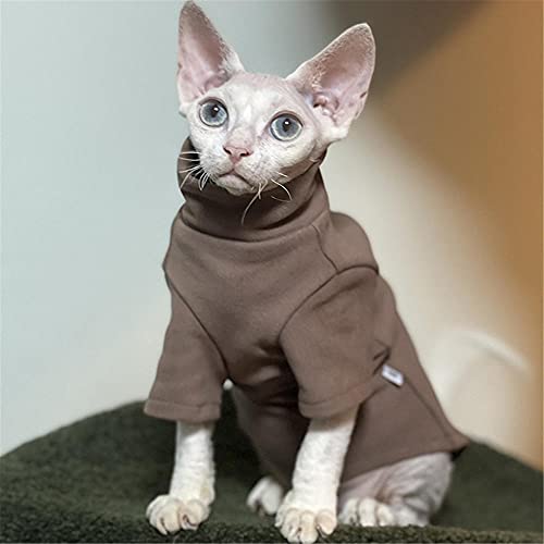 TENGTUD Haarlose Katzenkleidung, Haustierbedarf für Sphynx BROWNHÄRE Velvet Cat Base Shirt-L. von TENGTUD