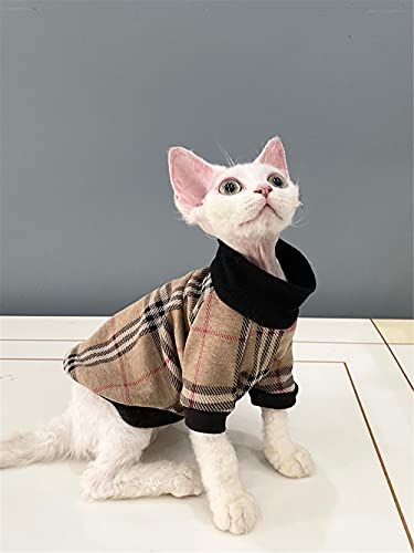 TENGTUD Haarlose Katzenkleidung, Kätzchen Haustierbedarf für Frühling/Herbst Baumwolle braune Sphynx-Katzenkleidung-S- von TENGTUD