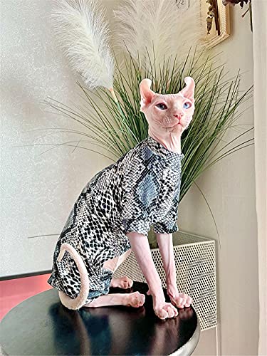 TENGTUD Haarlose Katzenkleidung, Kätzchen Haustierbedarf für Frühling/Herbst Schlangenmuster Vier Fuß Sphynx Katzenkleidung-L +. von TENGTUD