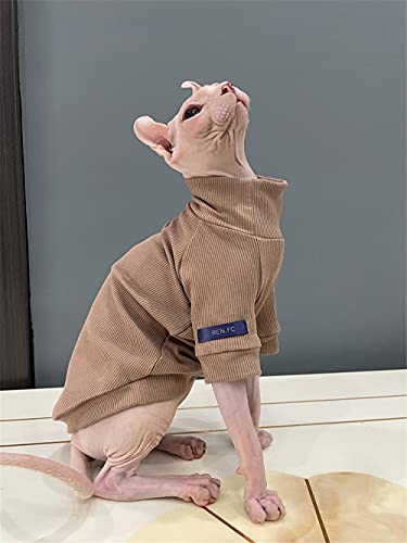 TENGTUD Haarlose Katzenkleidung, Kätzchen Haustierbedarf für mittlere Dicke Baumwolle Stretch-Sphynx-Katzenkleidung-S +_Dunkelbraun von TENGTUD