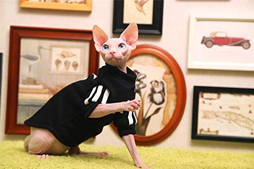 TENGTUD Haarlose Katzenkleidung, Sphynx/Devon Cat Herbst und Winter Dickes schwarzes Hemd-M. von TENGTUD