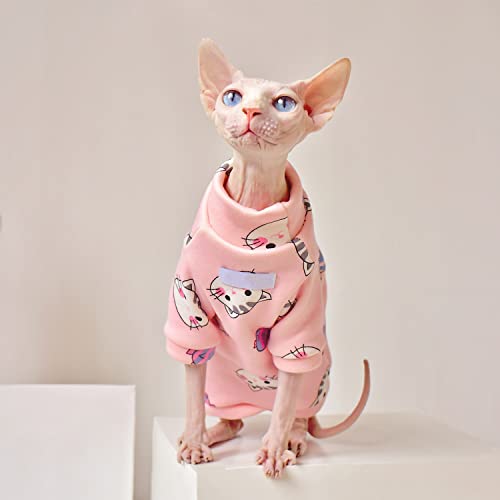 TENGTUD Haarlose Katzenkleidung, Sphynx/Devon Katze Superweiches und Dickes pelziges Hemd-S_Rosa von TENGTUD