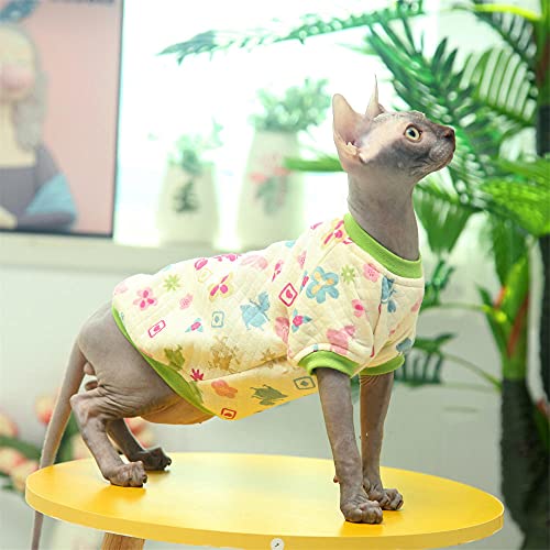 TENGTUD Haarlose Katzenkleidung, Sphynx/Devon Katzenkleidung für Baby Baumwolle Warmer Blumenrock-36 von TENGTUD