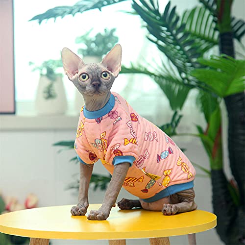 TENGTUD Haarlose Katzenkleidung, Sphynx/Devon Katzenkleidung für atmungsaktive dreilagige warme Candy-Rock-36 von TENGTUD