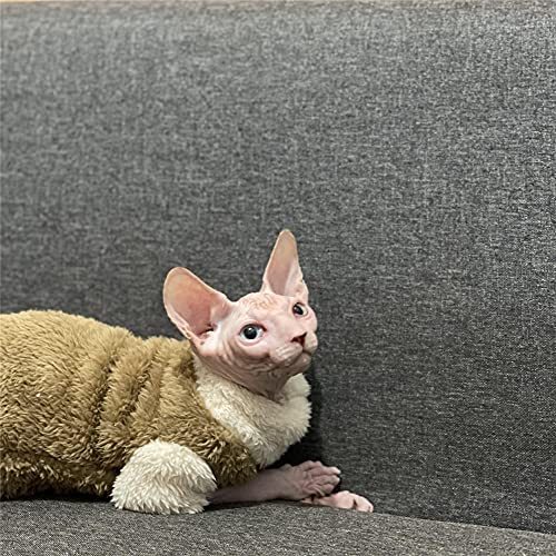 TENGTUD Haarlose Katzenkleidung, Sphynx/Devon cat Plus Samt Verdickung Kleidung-S_Kaffeefarbe (Zwei Füße haben Kragen) von TENGTUD