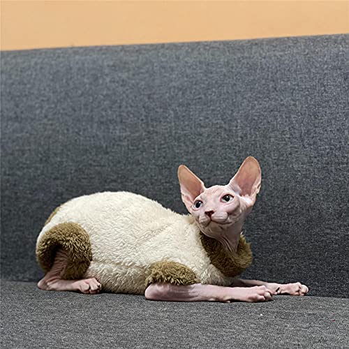 TENGTUD Haarlose Katzenkleidung, Sphynx/Devon cat Plus Samt Verdickung Kleidung-XXL_Reisweiß (Vier Fuß) von TENGTUD