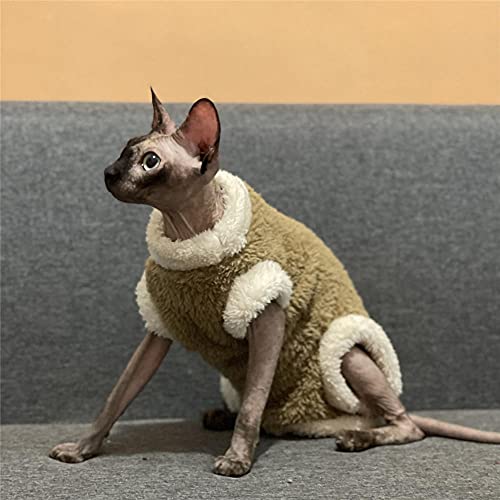 TENGTUD Haarlose Katzenkleidung, Sphynx/Devon cat Plus Samt Verdickung Kleidung-m_COF-Farbe (Vier Fuß) von TENGTUD