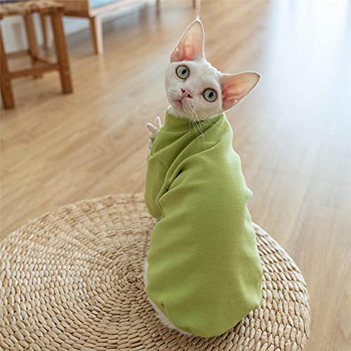 TENGTUD Haarlose Katzenkleidung, Sphynx/Devon verdicken aus Reiner Baumwollkatze-Katzen-Hemd-XXXL +_Grün von TENGTUD