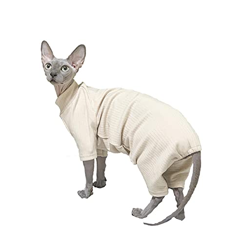 TENGTUD Haarlose Katzenkleidung für Sphynx-Katze, weißer Winter Vier Meter Haustierkleidung-L. von TENGTUD