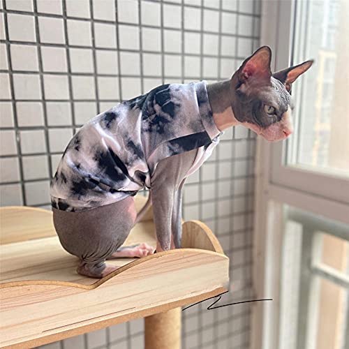 TENGTUD Haarnesskatze Kleidung, Sphynx/Devon Cat Black Blühende Weste-S. von TENGTUD