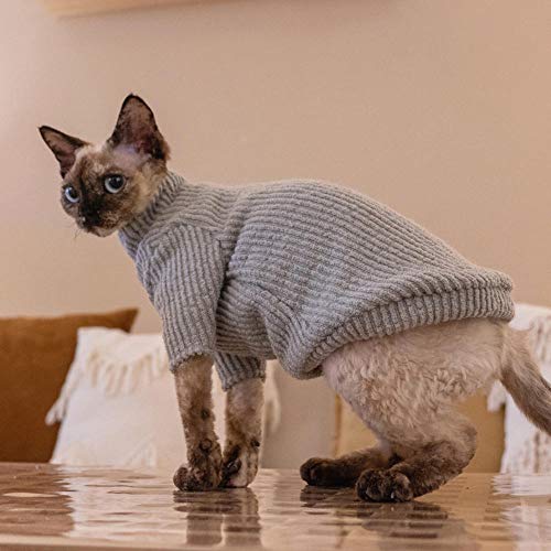 TENGTUD Haarnesskatze Kleidung, Sphynx/Devon Strickkatze Gary Shirt-M-_Sphynx / Devon. von TENGTUD