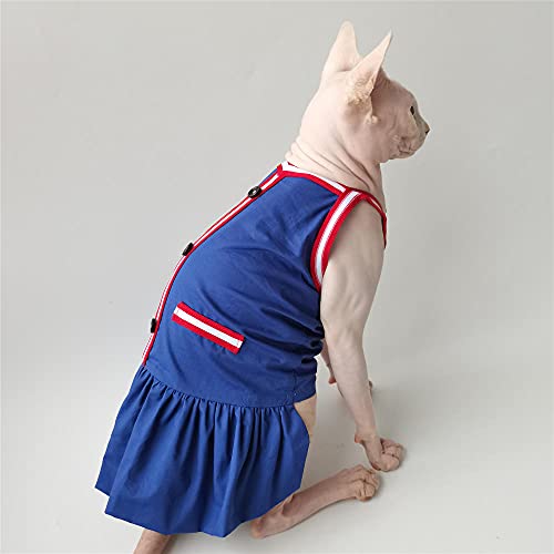 TENGTUD Haarnesskatze Kleidung, Sphynx/Devon blaues Katzenkleid-XXL. von TENGTUD