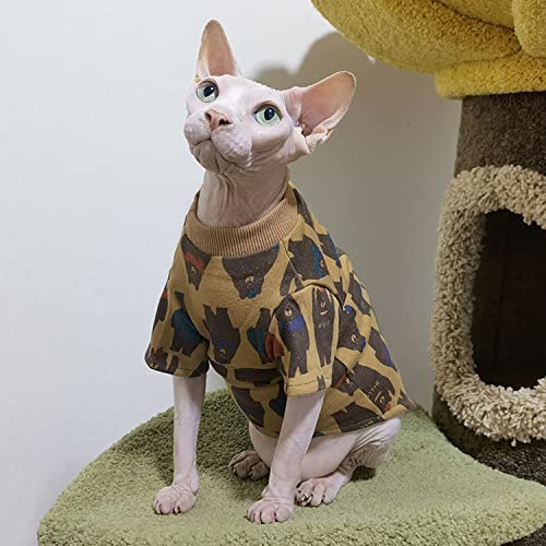 TENGTUD Hairless Cat Kleidung, Sphynx/Devon Cat Herbst und Winter Blue Love Base Shirt-M. von TENGTUD