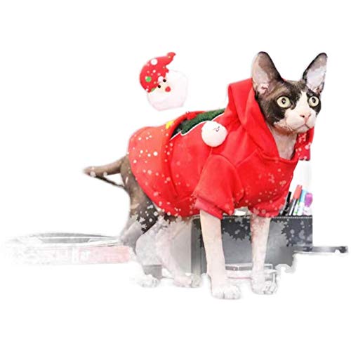 TENGTUD Hairless Cat Kleidung, Sphynx/Devon Cat Winter Weihnachtskleidung-S_Weihnachtsbaum von TENGTUD