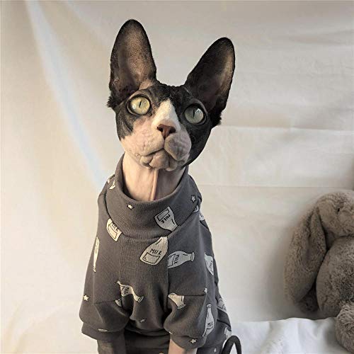 TENGTUD Hairless Cat Kleidung für Sphynx Cat, Winter verdicken Cartoon Print Cat Kleidung-XL_grau von TENGTUD