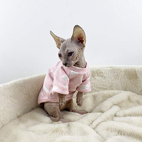 TENGTUD Katzenkleidung für Sphynx Hairless Cat, Herbst und Winter Soft and Warm Multicolor Base Shirt-L_Pink (normal) von TENGTUD