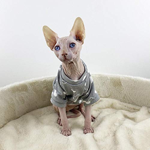 TENGTUD Katzenkleidung für Sphynx Hairless Cat, Herbst und Winter Soft and Warm Multicolor Base Shirt-M_Grau (normal) von TENGTUD