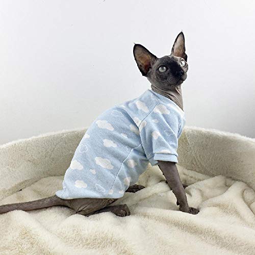 TENGTUD Katzenkleidung für Sphynx Hairless Cat, Herbst und Winter Soft and Warm Multicolor Base Shirt-S_Blau (normal) von TENGTUD