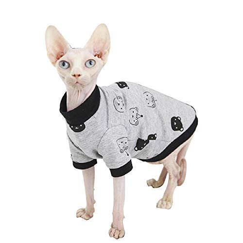 TENGTUD Katzenkleidung für Sphynx Hairless Cat, Herbst und Winter Weiche und warme Gary Kleidung-XS von TENGTUD