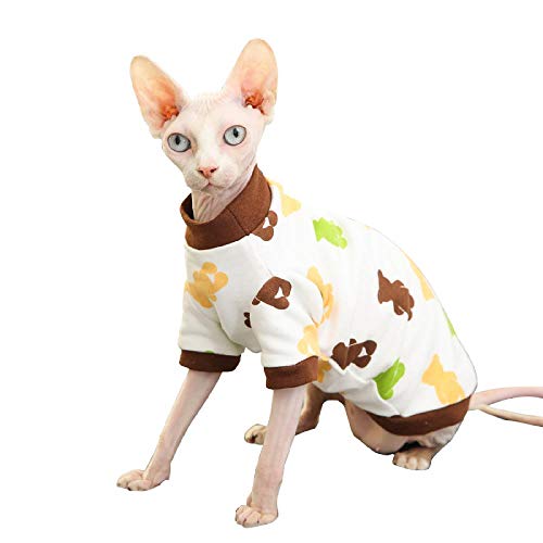 TENGTUD Katzenkleidung für Sphynx Hairless Cat, White Autumn and Winter Weiche und warme Kleidung-S. von TENGTUD