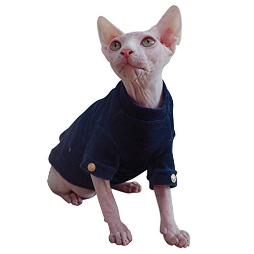 TENGTUD Katzenkleidung für Sphynx Hairless Cat Sowie Warme und Dicke Fleece-T-Shirts, Pullover, Winter-L von TENGTUD