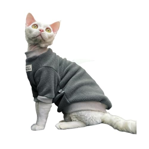 TENGTUD Sphynx Katze haarlose Katzenkleidung, Plüsch Zweifarbige Nähte Winter Haustier Kleidung-XS von TENGTUD