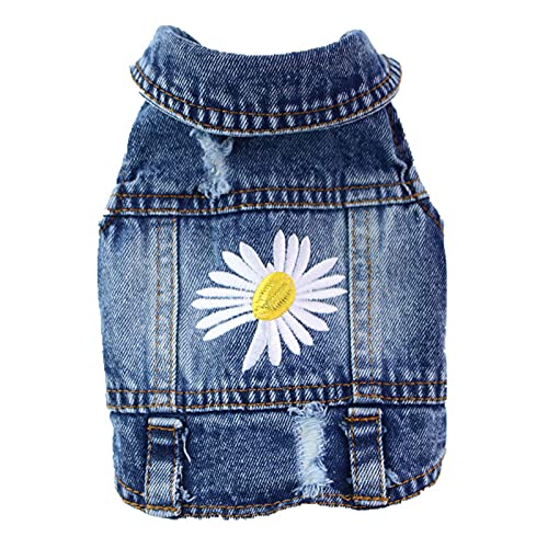 TENGZHI Hunde-Jeansjacke für Welpen, maschinenwaschbar, Hundebekleidung für kleine, mittelgroße Hunde, Haustiere und Katzen (Blau, Größe XL, Brustumfang 45 cm, Länge 34 cm) von TENGZHI