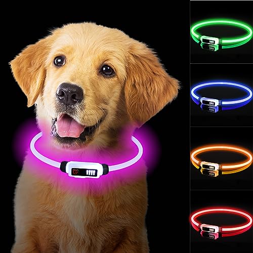 TENXSNUG Leuchthalsband Hund, LED Hundehalsband Leuchtend Type-C Aufladbar Wasserdichtes, Sicherheit bei Nacht Einstellbar Hundehalsband 3 Beleuchtungsmodi für Kleine Mittlere Große Hunde, Rosa von TENXSNUG