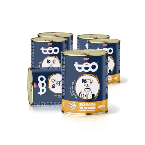 TEO Nassfutter für ausgewachsene Hunde mit Geflügelfleisch Stück in Sauce Paket 6 x 850g von TEO