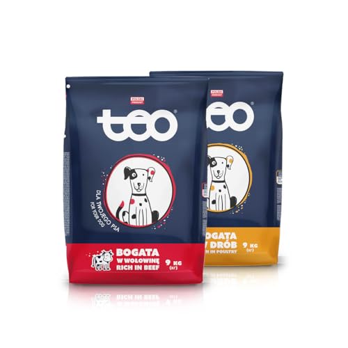 TEO Trockenfutter für ausgewachsene Hunde reich an Geflügelfleisch 1 x 9 kg und Rindfleisch 1 x 9 kg von TEO