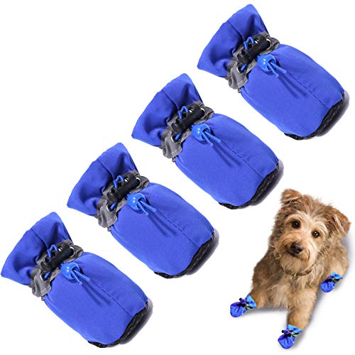 Hundestiefel, Pfotenschutz, rutschfeste Winter-Hundeschuhe mit reflektierenden Riemen für kleine, mittelgroße Hunde, 4 Stück von TEOZZO