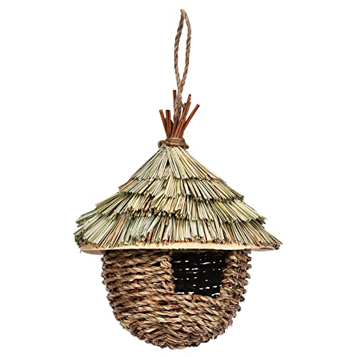 Hängendes Kolibri-Nesthaus für den Außenbereich, handgewebtes Vogelnest, stabiles natürliches Grasmaterial, ideal für Terrasse, Innenbereich, Vogelhäuser für den Außenbereich von TERNCOEW