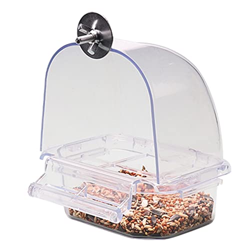 Transparente Futter- und Wasserspender-Schüssel für Vogelkäfig-Schublade, einfache Handhabung, kein Durcheinander, für kleine Vögel, Geschenk, Papageien-Futterspender für Käfig von TERNCOEW