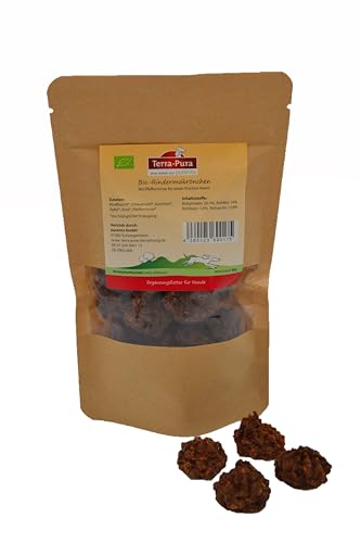 Terra-PURA Hundeleckerli Bio-Rindermakrönchen 80g - Premium Hundesnack, Ideal zum Belohnen, Trainingsleckerlis - Hundefutter trocken von TERRA-PURA Tiernahrung