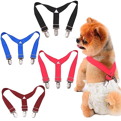 TESSVEYA 4 Stück Hundewindelspanner | Katzen-Hosenträger | weibliche männliche Hunde Rock Kleid & Windelhalter | für kleine, mittelgroße und große Hunde (schwarz, rot, rosa, blau, S) von TESSVEYA