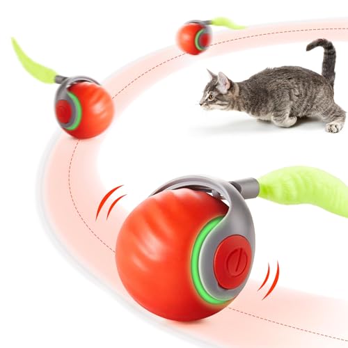 TETSMG Elektrisches Katzenspielzeug | Interaktiver Katzenspielzeug mit Federschwanz Katzenspielzeug selbstbeschäftigung Intelligente Hindernisvermeidung Katzenspielzeug Elektrisch Ball von TETSMG