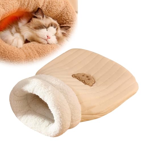 TETSMG Katzenschlafsack, Katzenbett Waschbare, Warmer Hundebett für Kleine Hunde, Cat Sleeping Bag Winter, Halbgeschlossenes Haustierschlafbett, Katzenbett Flauschig Katzenhöhle (C, 44x37 cm) von TETSMG