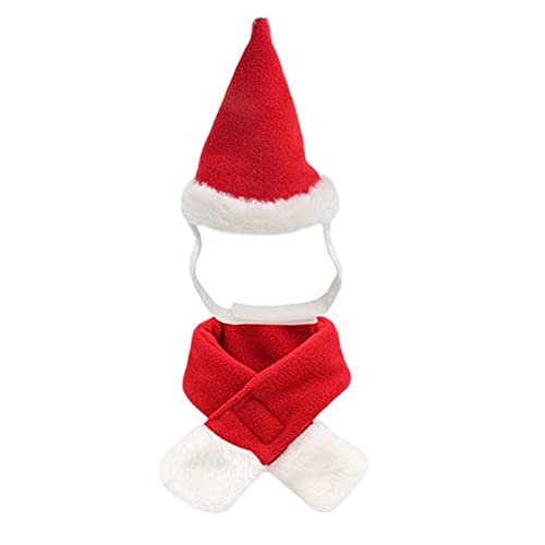 Katzen-Weihnachts-Outfit, Katzenhüte, Haustier-Weihnachtskostüm-Outfit-Set, weiche warme Katzen, Hunde, verstellbare Mütze mit Schal für Weihnachtsfeier, Cosplay (Weihnachtsmütze und Schal L) von TEUOPIOE