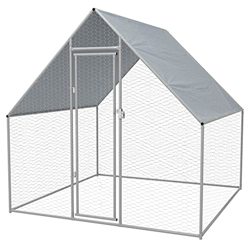 Outdoor Hühnerstall, Geflügelgehege, Outdoor Hühnerkäfig mit Verschließbares Riegelsystem, UV- und Wasserbeständig, Verzinkter Stahlrahmen, Einfacher Zusammenbau, 2x2x1,92 m von TEWTX7