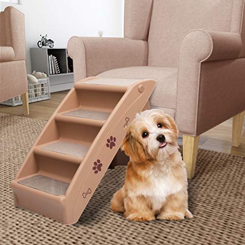 TEWTX7 Hundetreppe 4 Stufen, kleine & große Hunde, Bett & Couch, Auto, 62 x 40 x 49,5 cm, Robustes und Leichtes Design, Schnell Verstaubar, Farbwahl von TEWTX7