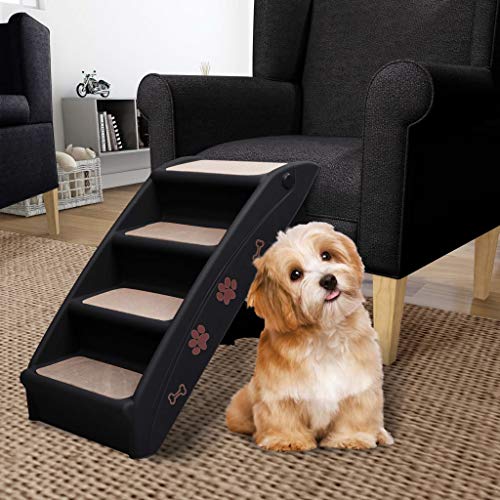 TEWTX7 Hundetreppe 4 Stufen, kleine & große Hunde, Bett & Couch, Auto, 62 x 40 x 49,5 cm, Robustes und Leichtes Design, Schnell Verstaubar, Farbwahl von TEWTX7