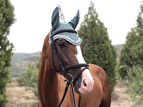 TGW RIDING Pferdeohrhaube / Netz / Hut / Pferdehaube / Maske Pferdeschleier Pferdeohrhaube (Pony, Pfauengrün) von TGW RIDING