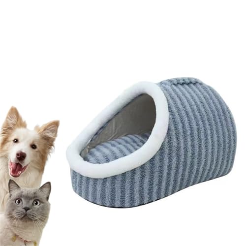 Hundebett Verstecktes Hundebett Winter Plüsch Haustier Katzenbett Katzenmatte Haus Warmer Katzenkorb Katzenschlafsack Katzenbett Hundebett Geeignet for Katzen Kleine Mittelgroße Hunde(Blue,L) von THBGTCNQ