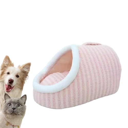 Hundebett Verstecktes Hundebett Winter Plüsch Haustier Katzenbett Katzenmatte Haus Warmer Katzenkorb Katzenschlafsack Katzenbett Hundebett Geeignet for Katzen Kleine Mittelgroße Hunde(Pink,L) von THBGTCNQ